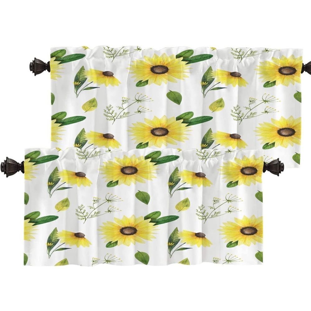 New Set of 2 Sunflowers Kitchen Valances U1D21 Window Curtains